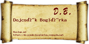 Dojcsák Boglárka névjegykártya